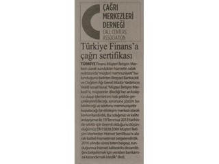 Türkiye Finans'a Çağrı Sertifikası